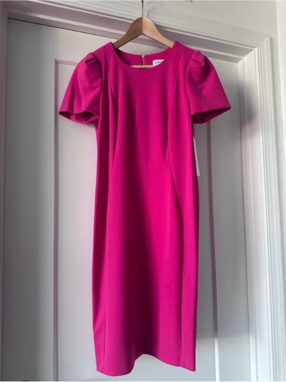 🩷 NWT! Pink CALVIN KLEIN Puff Sleeve Sheath Dress - Size 6
